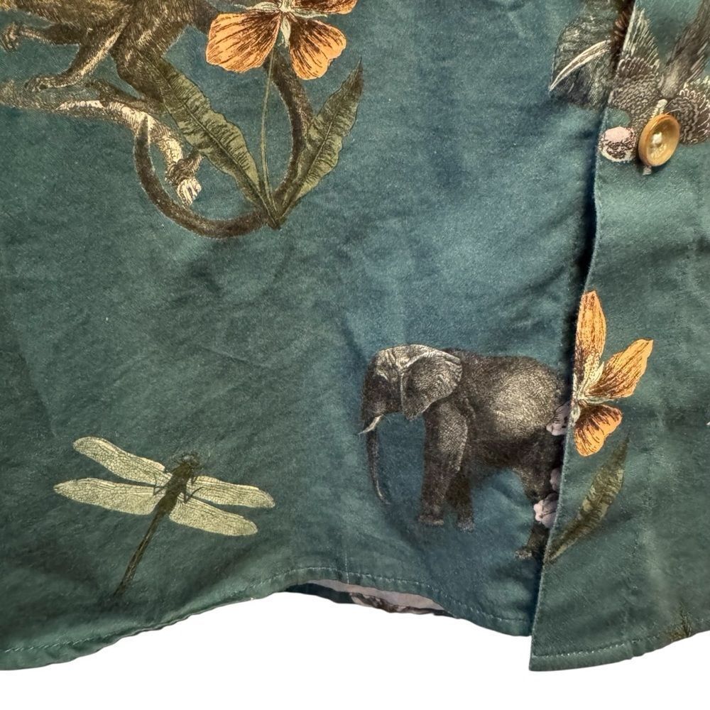 Ted Baker Teal Animal Jungle Novelty Print Floral Button Down Shirt - Picture 5 of 7